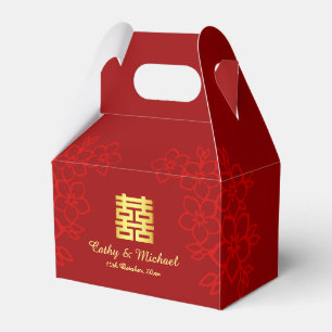 Doppeltes Glück floraler Hintergrund Chinesische H Geschenkschachtel
