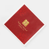Doppeltes Glück floraler Hintergrund Chinesische H Serviette (Ecke)