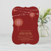 Doppeltes Glück glühende Lanterns chinesische Hoch Einladung (Stehend Vorderseite)