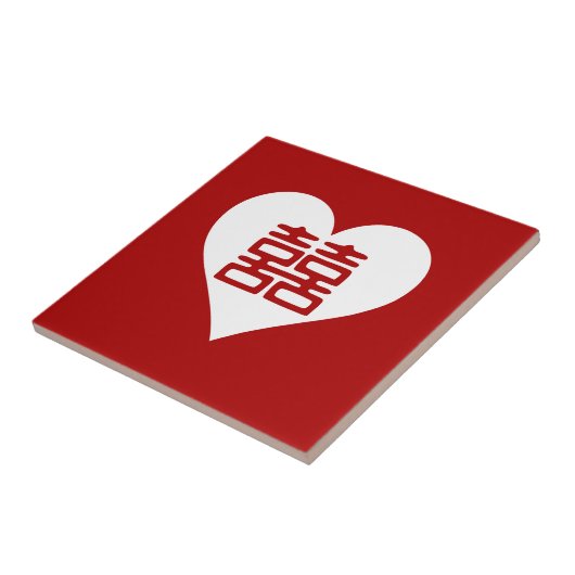 Doppeltes Glück ・ Herz ・ Fett Rot Fliese (Seite)