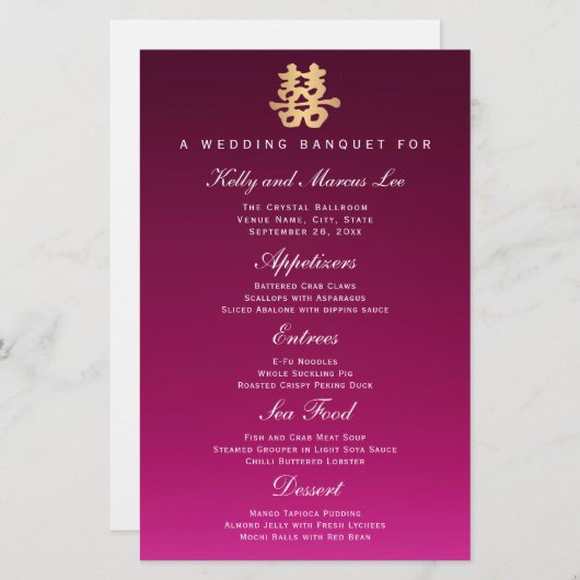 Doppeltes Glück | Hochzeitsbankmenü (Vorne/Hinten)