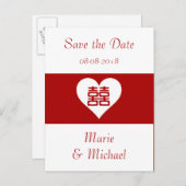 Doppeltes Glück - kühnes rotes Herz Ankündigungspostkarte (Vorne/Hinten)