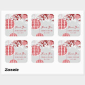 Doppeltes Glück Lanterns & Bambuschinesisch Hochze Quadratischer Aufkleber (Blatt)