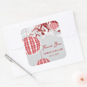 Doppeltes Glück Lanterns & Bambuschinesisch Hochze Quadratischer Aufkleber (Umschlag)