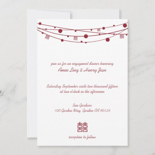 Doppeltes Glück Lanterns Verlobung Abendessen Einl Einladung (Vorderseite)