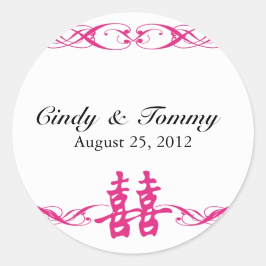 Doppeltes Glück mit Rolle-Aufkleber-Pink Runder Aufkleber (Vorderseite)