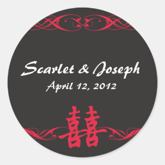 Doppeltes Glück mit schwarzen Scrolls Sticker