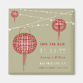 Doppeltes Glück Red Lanterns Asiatisch Save the Da Magnet (Vorne)
