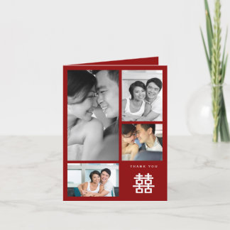 Doppeltes Glück Rot Chinesisch Hochzeit Foto Colla Dankeskarte