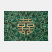 Doppeltes Glück-Symbol-Gold und Malachit Fußmatte (Vorderseite)