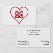 Doppeltes Glück - Weißes Kontur Herz Visitenkarte (Vorne/Hinten)