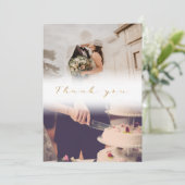 Doppeltes Hochzeitsskript, elegantes Foto Dankeskarte (Stehend Vorderseite)