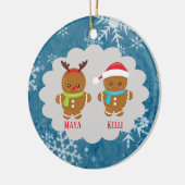 Doppeltes Lebkuchen-Plätzchen-Weihnachten w nennt Keramik Ornament (Links)