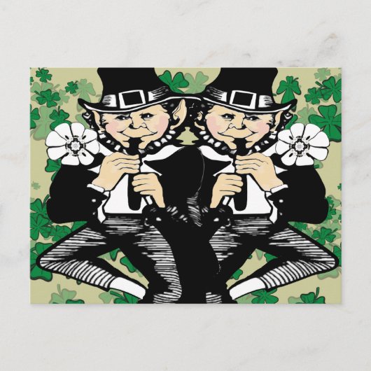 Doppeltes Leprechaun Postkarte (Vorderseite)