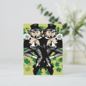 Doppeltes Leprechaun Postkarte (Stehend Vorderseite)