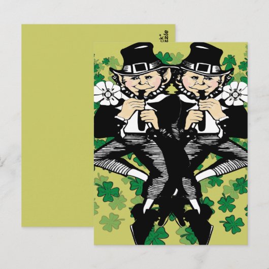 Doppeltes Leprechaun Postkarte (Vorne/Hinten)