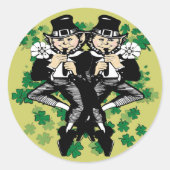 Doppeltes Leprechaun Runder Aufkleber (Vorderseite)