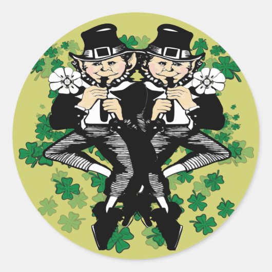 Doppeltes Leprechaun Runder Aufkleber (Vorderseite)