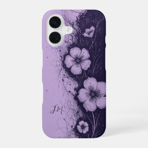 Doppeltes lila Lavendelblumen-Monogramm mit indivi iPhone 16 Hülle