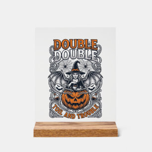 Doppeltes Mühsal Ärger Hexe Kürbis Halloween Spinn Acrylschild