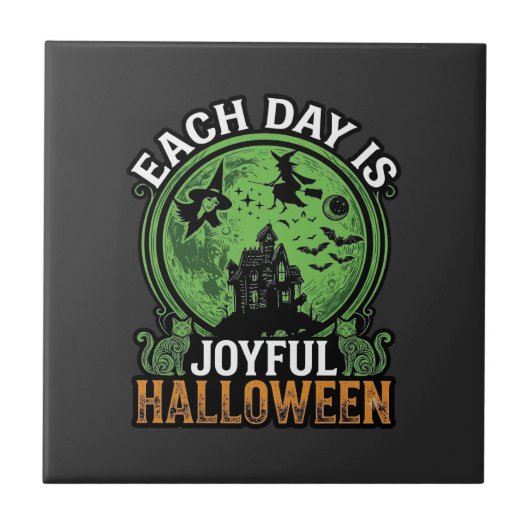 Doppeltes Mühsal Ärger Hexe Kürbis Halloween Spinn Fliese (Vorderseite)