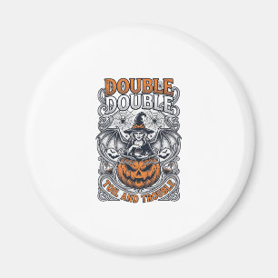Doppeltes Mühsal Ärger Hexe Kürbis Halloween Spinn Magnet