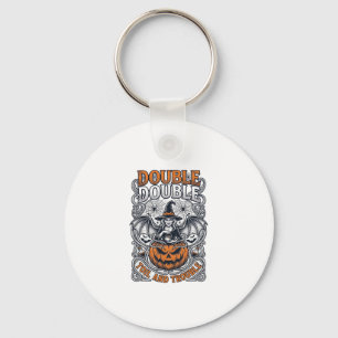 Doppeltes Mühsal Ärger Hexe Kürbis Halloween Spinn Schlüsselanhänger