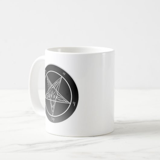 Doppeltes Noir Sigil Baphomet klassischer weißer Kaffeetasse (Vorderseite Links)