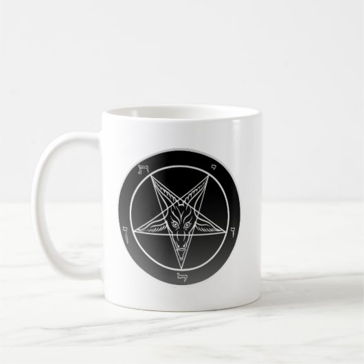 Doppeltes Noir Sigil Baphomet klassischer weißer Kaffeetasse (Links)