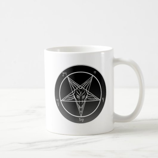 Doppeltes Noir Sigil Baphomet klassischer weißer Kaffeetasse (Rechts)