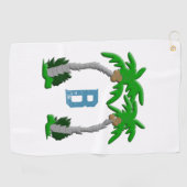Doppeltes Palmenbaum-Monogramm Golfhandtuch (Horizontal)