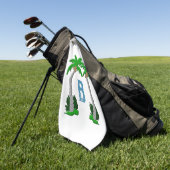 Doppeltes Palmenbaum-Monogramm Golfhandtuch (Gras)