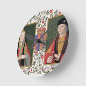 Doppeltes Porträt von Elizabeth von York Runde Wanduhr (Winkel)