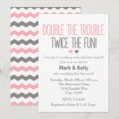 Doppeltes Problem TWINS Baby Dusche Einladung (Vorne/Hinten)