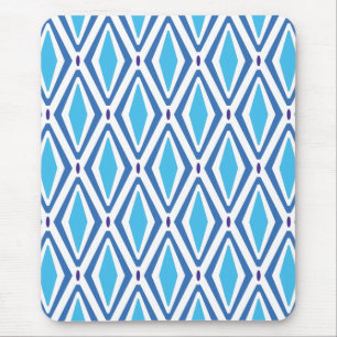 Doppeltes Retro-Diamantmuster (blau) Mousepad