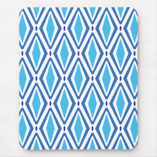 Doppeltes Retro-Diamantmuster (blau) Mousepad (Vorne)