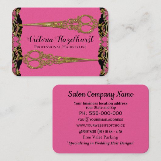 Doppeltes Scissors Paris-Perlen-Barock Hairstyist Visitenkarte (Vorne/Hinten)