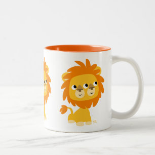 Doppeltes süßes Cartoon-Löwengesicht Zweifarbige Tasse