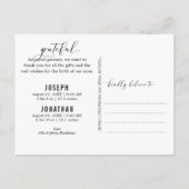 Doppeltes Twin Foto Geburt Ankündigungspostkarte (Rückseite)