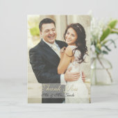 Doppeltes versah Elfenbein-Foto-Hochzeit danken Dankeskarte (Stehend Vorderseite)