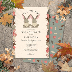 Doppeltes Waldtiere Baby Shower Streusel Einladung
