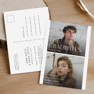 Doppeltes Zwillingspaar Abschlussfoto Einladung zu Postkarte