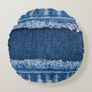 Doppelton-gebleichter Denim-Stoffrahmen Rundes Kissen