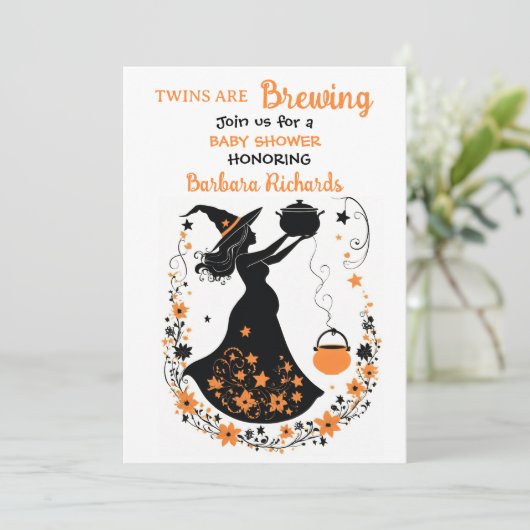 Doppeltrouble Brew - Zwillingshaube Einladung (Stehend Vorderseite)