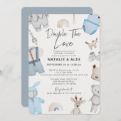 Doppeltrouble Clothes Zwillingsboy Virtual Dusche Einladung (Vorne/Hinten)