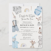 Doppeltrouble Clothes Zwillingsjunge virtuelle Dus Einladung (Vorderseite)