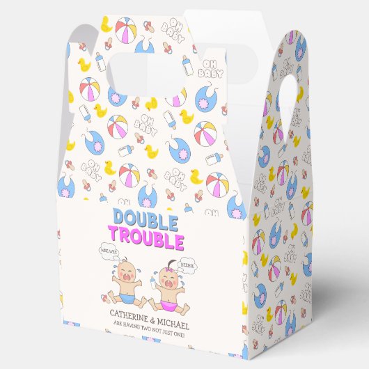 Doppeltrouble Twin Boy & Girl Baby Dusche Geschenkschachtel (Geöffnet)