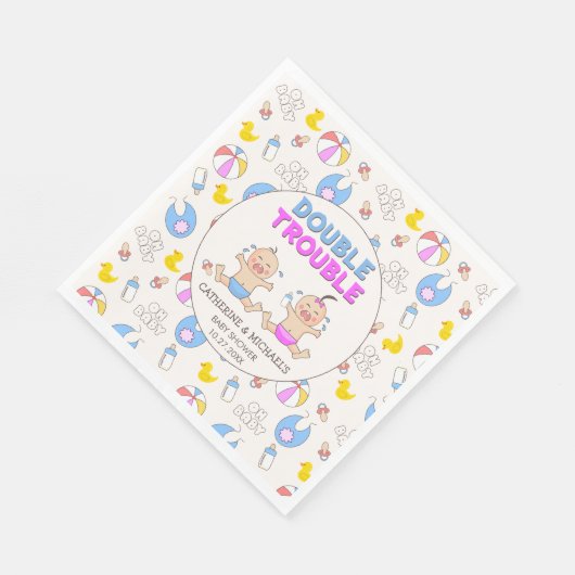 Doppeltrouble Twin Boy & Girl Baby Dusche Serviette (Ecke)