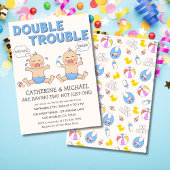 Doppeltrouble Twin Boys Babydusche Einladung