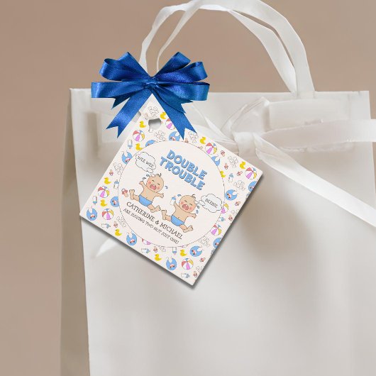 Doppeltrouble Twin Boys Babydusche Geschenkanhänger